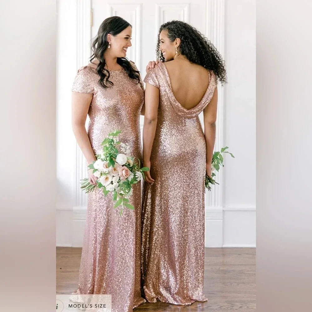 ! Nwt! Revelry chloe sequin dress rose gold sz 2